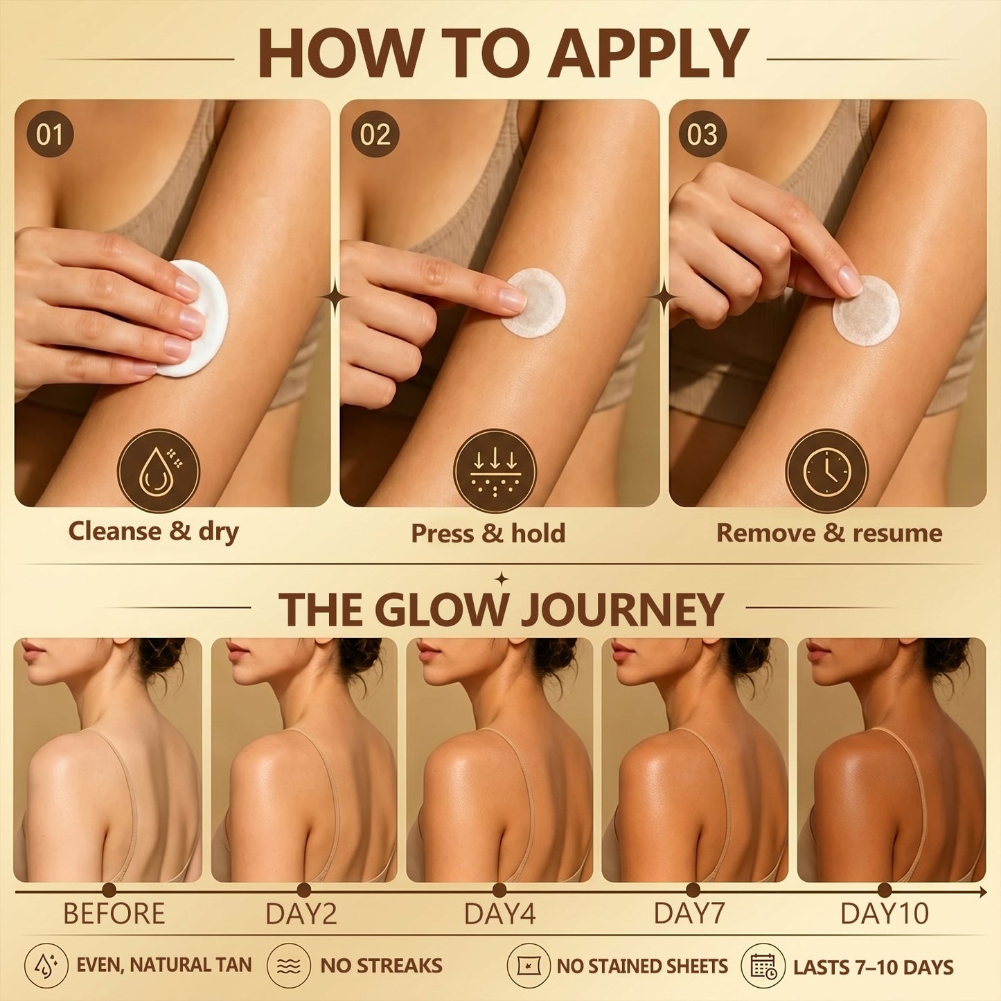 ☀️ Alcuras® Sunless Instant Bronze Tanning Microneedle Patch 🇺🇸 (Just once a day) Visible Bronze Glow in 7 Days ✅ No UV, No Orange, No Streaks, No DHA, No Mess.