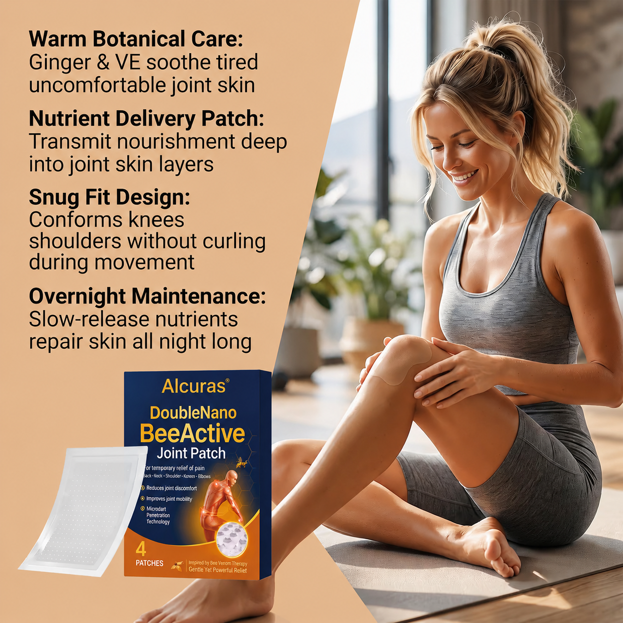 Alcuras® Dual Nano Bee Venom Joint Relief Patch 24H Continuous Penetration Pain Relief Patch