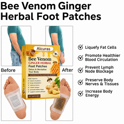 Alcuras® Bee Venom Ginger Herbal Foot Patches (Set of 10)