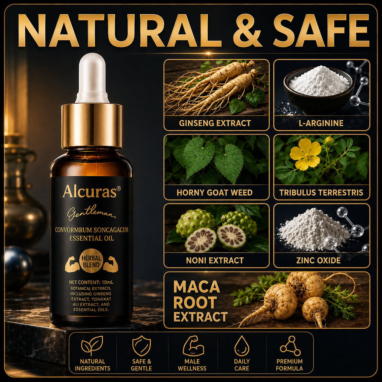 Alcuras® Advanced Men's Intimate Control Oil - Take Back Control. Stay Longer. Stay in the Moment