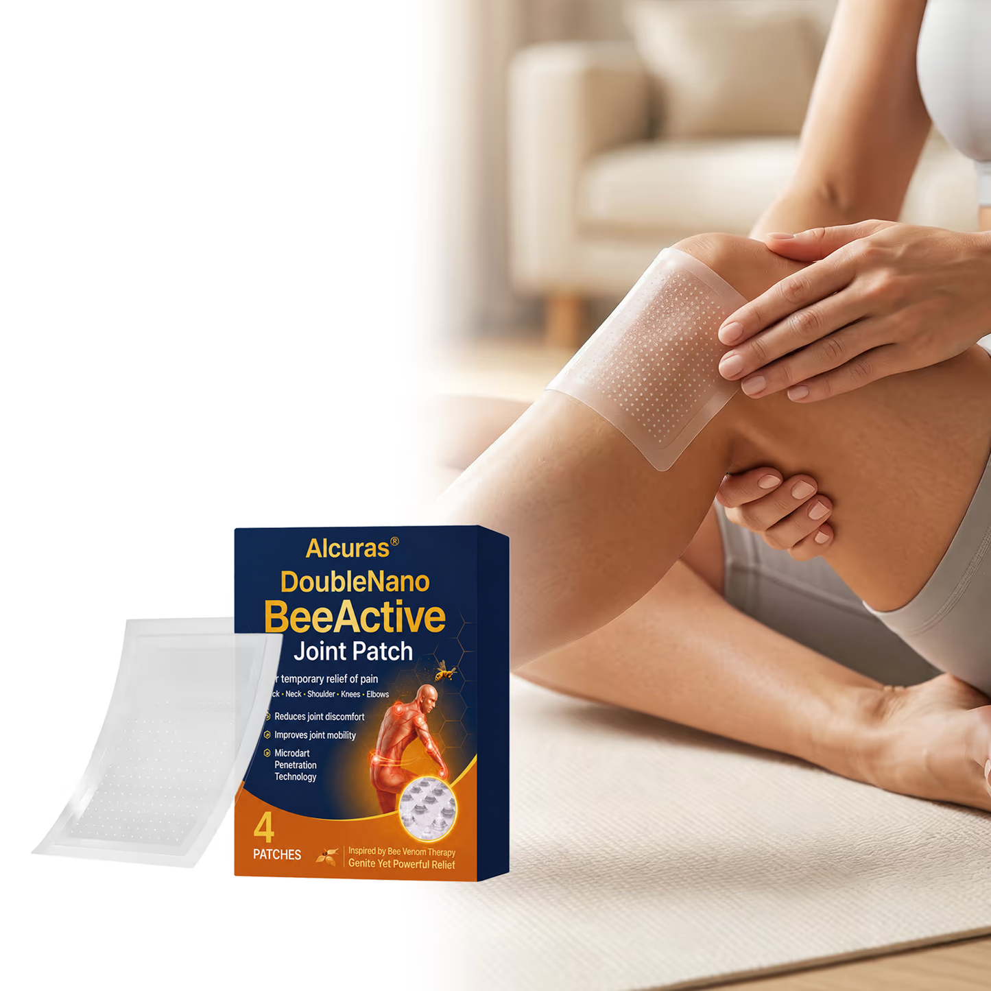 Alcuras® Dual Nano Bee Venom Joint Relief Patch 24H Continuous Penetration Pain Relief Patch